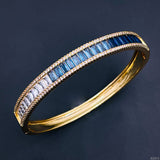 Copper Graduating Shades Blue Zircon 18K Gold Openable Bangle Kada Women