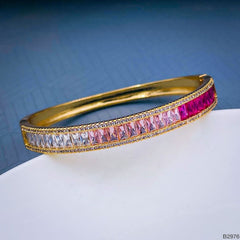 Copper Graduating Shades Maroon With Pink Zircon 18K Gold Openable Bangle Kada Women