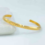 Engrave Love You Forever Stainless Steel Gold bangle Cuff Women