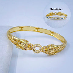 Dual panther Evil eye Cubic Zirconia Copper Gold bangle Kada Women