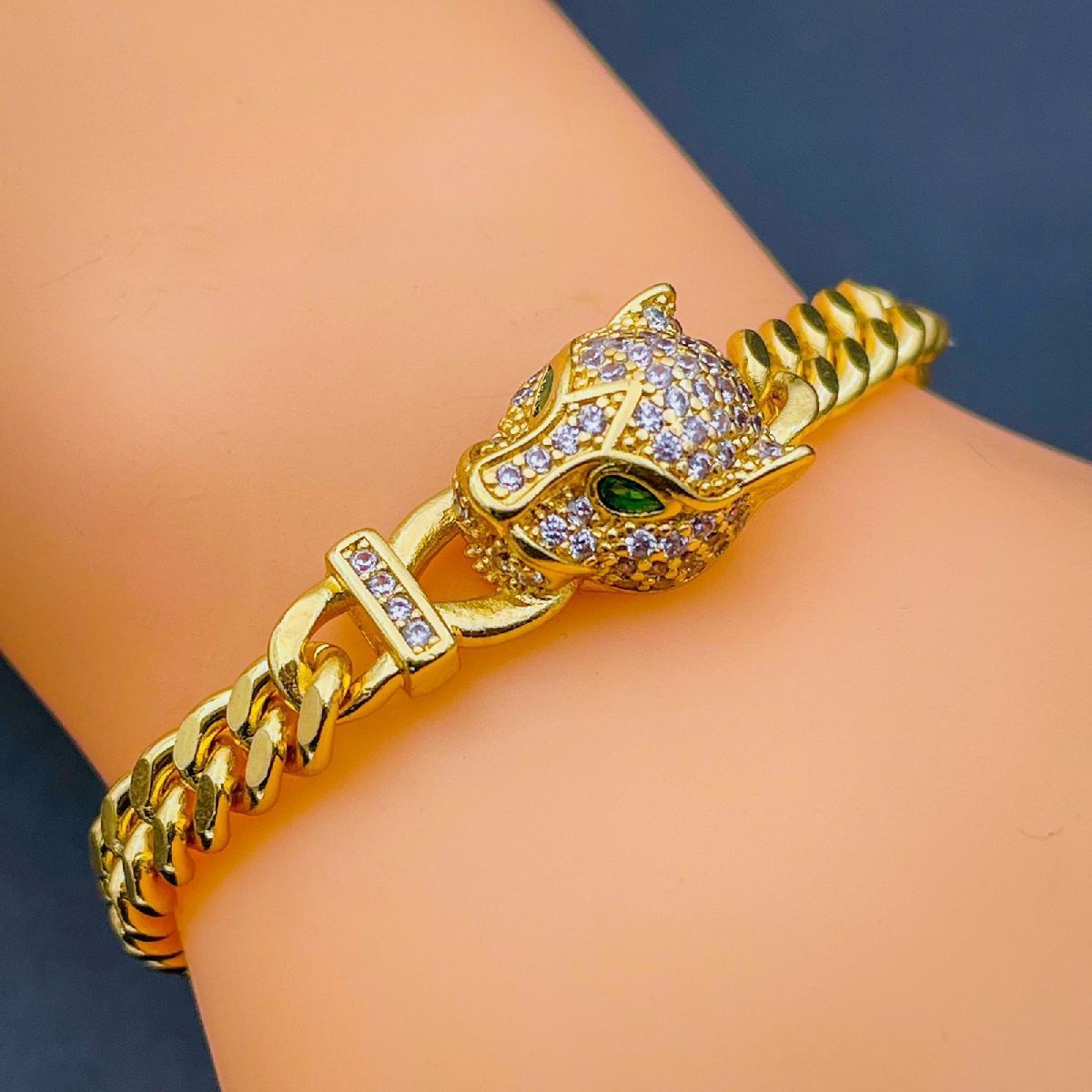 BACK IN STOCK! 18K Gold Filled Solid Tiger Face Power Symbol Hinged Cuff  Bangle | eBay