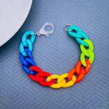 Multi color Acrylic Funky Curb Bracelet for Women