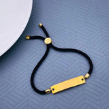Stainless Steel Letter Engrave 18K Gold Adjustable ID Bracelet for Women