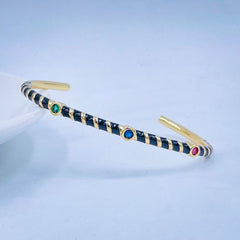 Hot Neon Pink Enamel Slim Studded Free Size Cuff Kada Bangle Women