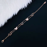 Dainty Butterfly Mother of Pearl Rose Gold Stainless Steel Bracelet for Women