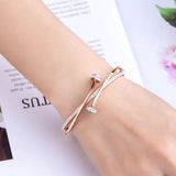 Screw Nail Cubic Zirconia 18K Rose Gold Stainless Steel Openable Kada for Women