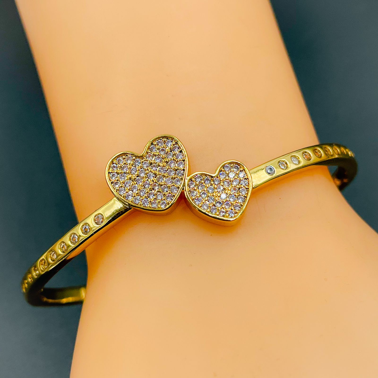 Bangle Bracelet with Heart Shape Pendants in Gold Plating  MyNameNecklace  IN