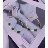 Green Beads 18K Gold Stainless Steel Snake Chain Bracelet for Women