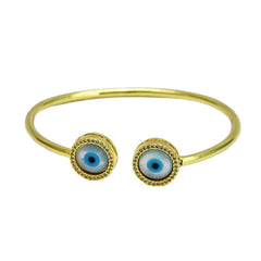 Round Evil Eye Mother Of Pearl 18K Gold Copper Cuff Bangle For Women Group4