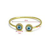 Round Evil Eye Mother Of Pearl 18K Gold Copper Cuff Bangle For Women