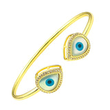 Pear Evil Eye Mother Of Pearl 18K Gold Copper Cuff Bangle For Women