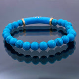 Evil Eye Natural Blue Turquoise Crystal Beads Enamel Copper Unisex Bracelet
