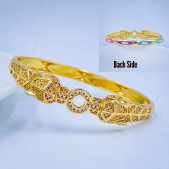 Dual Panther Evil Eye Enamel Cubic Zirconia Copper Gold Bangle Kada Women