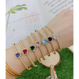 Sapphire Blue Love Heart Cubic Zirconia 18K Gold Cuff Kada Bracelet for Women