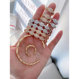 Smart Cubic Zirconia 18K Gold Cuff Kada Bracelet for Women