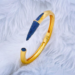 Black Nail 3D Cubic Zirconia Glossy 18K Gold Cuff Kada Bracelet for Women Group4