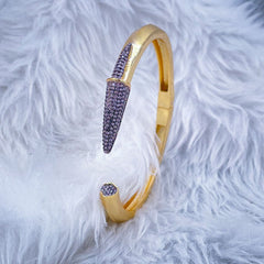 Black Nail 3D Cubic Zirconia Glossy 18K Gold Cuff Kada Bracelet for Women Group4