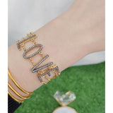 Love Valentine Black Cubic Zirconia 18K Gold Links Chain Bracelet for Women