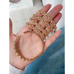 Link Chain Cubic Zirconia 18K Gold Anti Tarnish Openable Kada Bracelet for Women