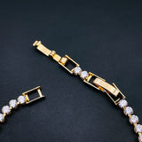 Pearl Baguette Cubic Zirconia 18K Gold Copper Solitaire Bracelet for Women