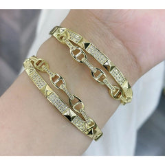 Dual Luxury CZ 18K Gold Anti Tarnish Openable Kada Bracelet