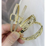 Dual Luxury Cubic Zirconia 18K Gold Anti Tarnish Openable Kada Bracelet for Women