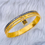 Lock Enamel Luxury 18K Gold Stainless Steel Kada Bracelet for Women