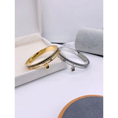 Lock Enamel Luxury 18K Gold Stainless Steel Kada Bracelet for Women