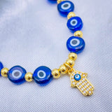Evil Eye Hamsa Gold Copper Beads Adjustable Thread Bracelet for Girls