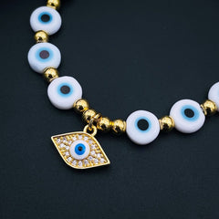 Evil Eye Hamsa Gold Copper Beads Adjustable Thread Bracelet for Girls