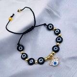 Eyelash Evil Eye Gold Copper Beads Adjustable Thread Bracelet for Girls