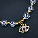 Eyelash Evil Eye Gold Copper Beads Adjustable Thread Bracelet for Girls