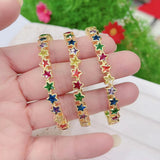 Star Rainbow Multicolour Gold Cubic Zirconia American Diamond CZ Bangle Cuff For Women