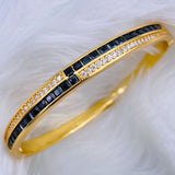 Rainbow Red Green Princess Cubic Zirconia 18K Gold Openable Kada Bangle for Women