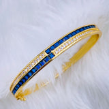 Rainbow Red Green Princess Cubic Zirconia 18K Gold Openable Kada Bangle for Women