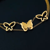 Triple Butterfly 18K Gold Stainless Steel Chain Bracelet for Women
