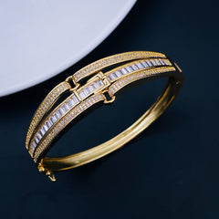 Belt Buckle Rainbow Multi Color 18K Gold Openable Kada Bangle for Women