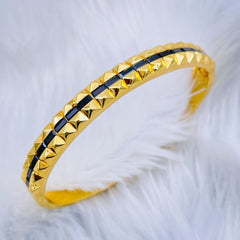 Ruby Red Checkered Cubic Zirconia 18K Gold Openable Kada Bangle for Women