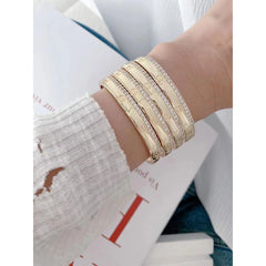 Screw Cubic Zirconia Copper 18K Gold Openable Kada Bangle for Women