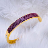 Flower Luxury 18K Gold Stainless Steel Purple Silicon Cuff Kada Bracelet Unisex