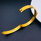 Flower Luxury 18K Gold Stainless Steel Black Silicon Openable Kada Bracelet for Men