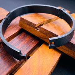 Flower Luxury Black Stainless Steel Openable Kada Bracelet for Men
