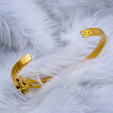 Clover Mother of Pearl 18K Gold Stainless Steel Openable Kada Bracelet for Women