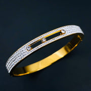 Dancing Zircons 18K Gold Stainless Steel Openable Kada bangle for Women