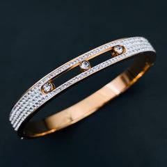 Dancing Zircons 18K Gold Stainless Steel Openable Kada bangle for Women