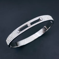 Dancing Zircons 18K Gold Stainless Steel Openable Kada bangle for Women