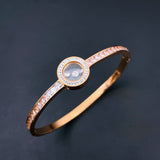Dancing Zircons in Space 18K Gold Stainless Steel Openable Kada bangle for Women