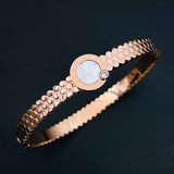 Mother of Pearl Etch Work 18K Gold Stainless Steel Openable Kada Bangle for Women