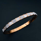 Snake Stainless Steel Cubic Zirconia Mother Of Pearl White Rose Gold Openable Bangle Kada Women