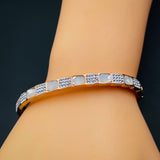Snake Stainless Steel Cubic Zirconia Mother Of Pearl White Rose Gold Openable Bangle Kada Women